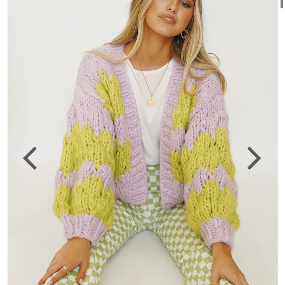 Verge girl lover knit striped chunky cardigan